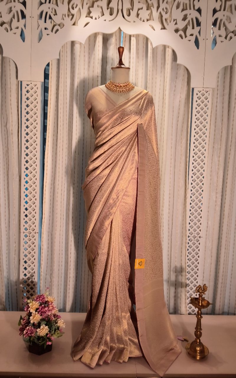 All Over Weaving With Golden Zari Silk Saree view 4