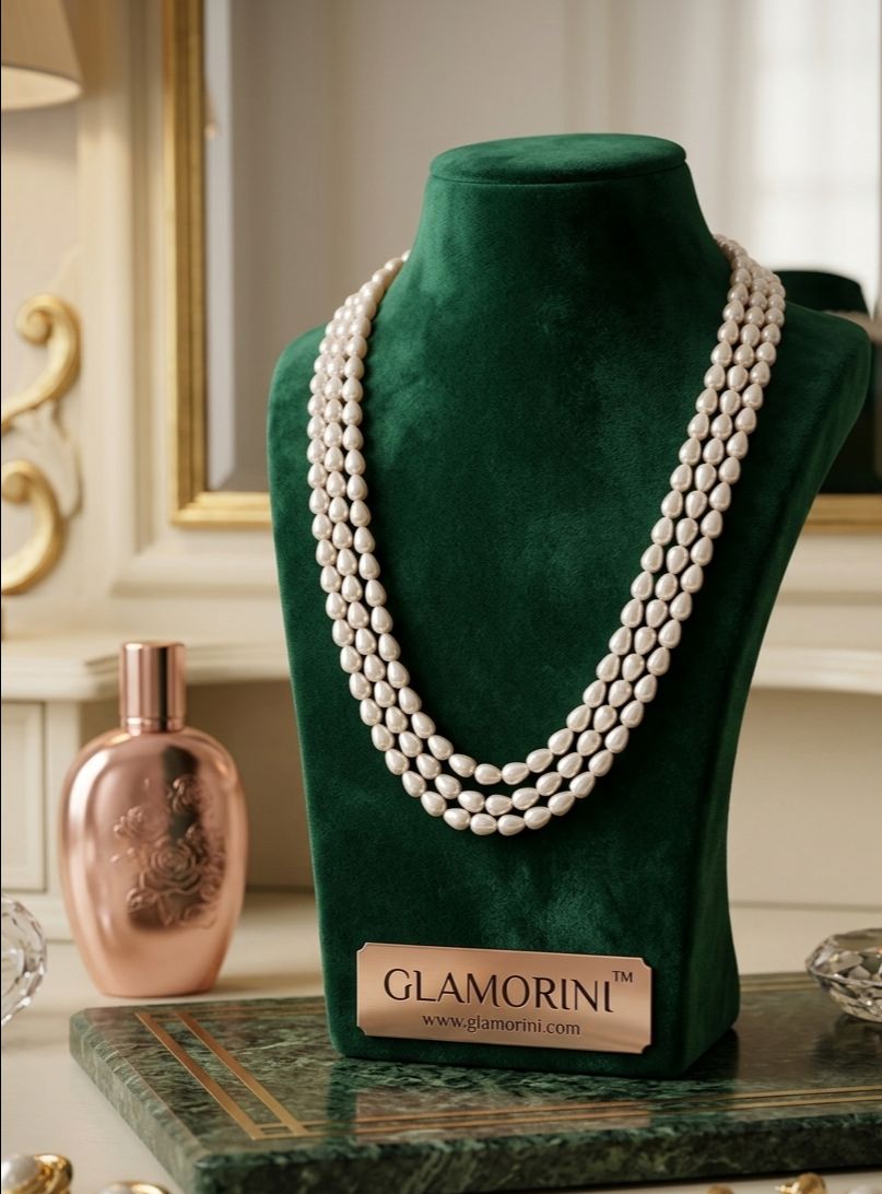 Glamorini 3 Line Pearl Necklace view 2