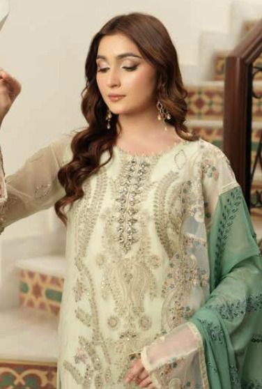 Noor's Demir Unstitched Chiffon Suit | D-004 / DF0028 view 3