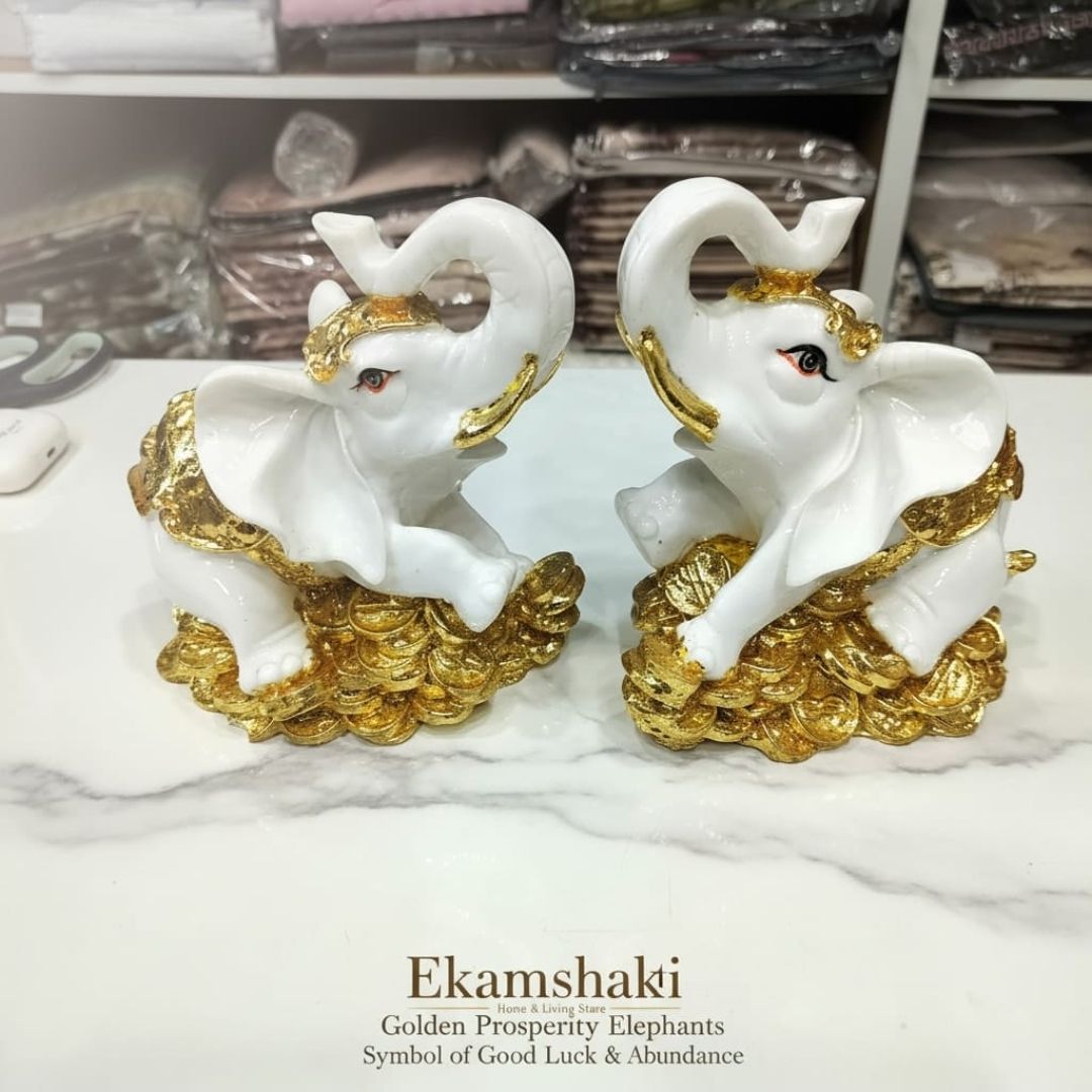 Golden Prosperity Elephant Pair
