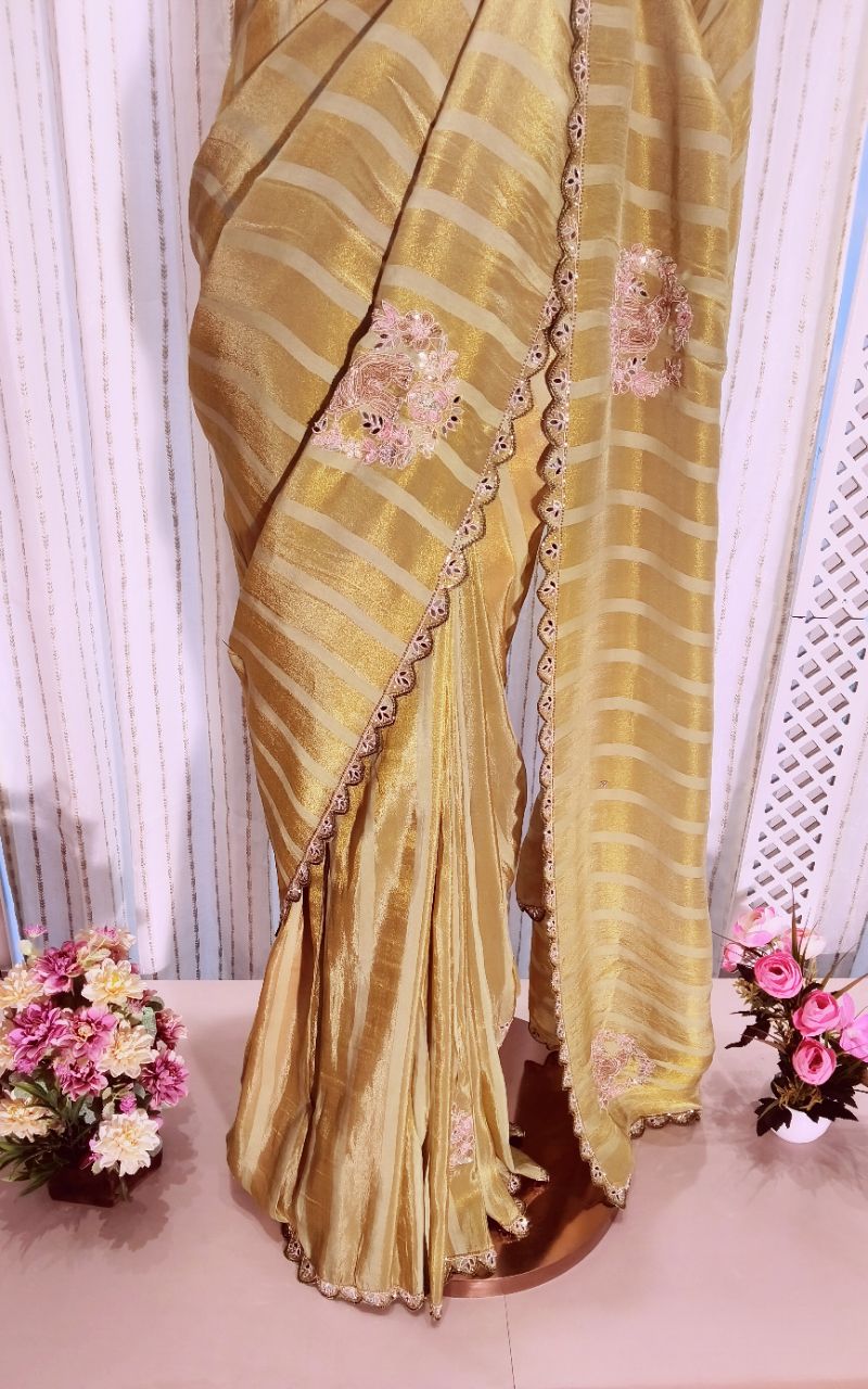 Software Ganja Whit Tissue And Hand Work Saree view 8