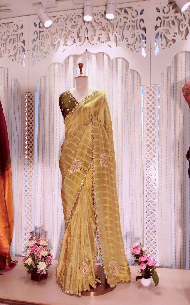Software Ganja Whit Tissue And Hand Work Saree view 4