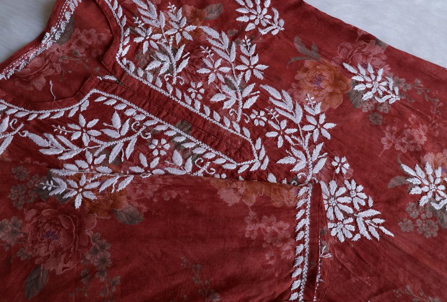 DIVA MULMUL SHORT HANDWORK KURTI. view 2