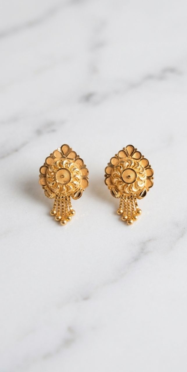 Gold Dangle Earrings view 3