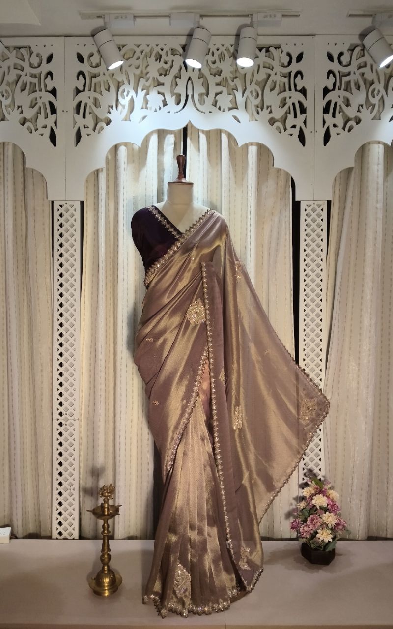 Designer Tissue Silk Saree With Hand Work view 4