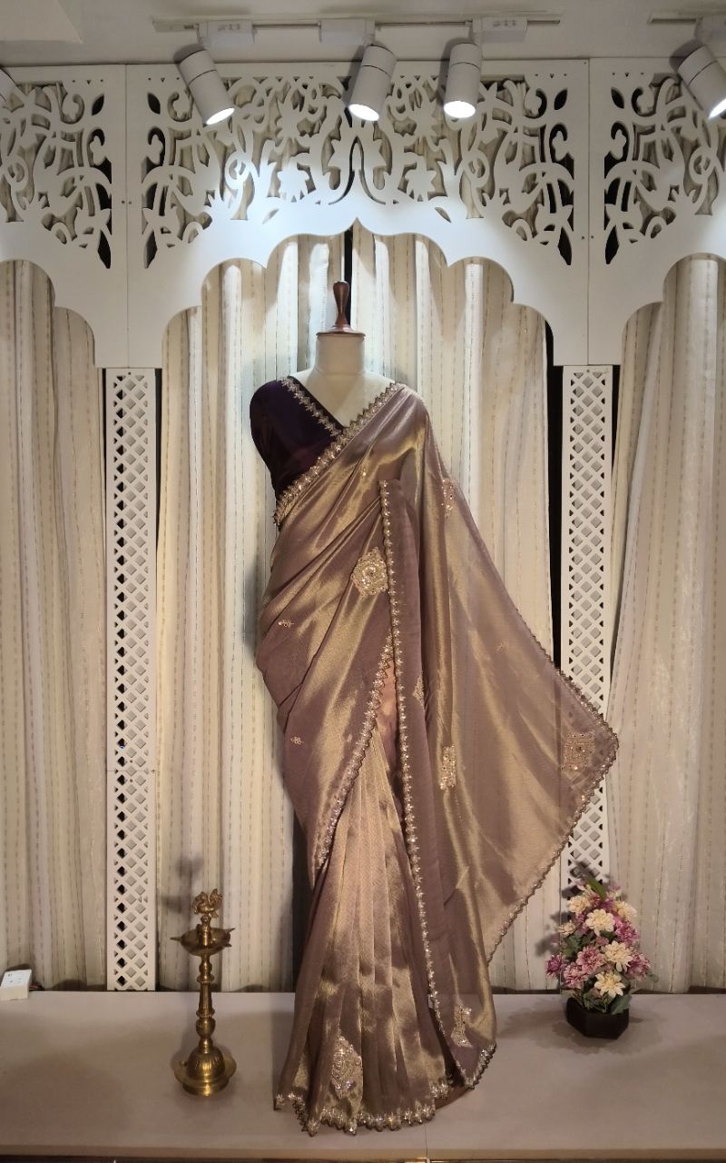 Designer Tissue Silk Saree With Hand Work view 5