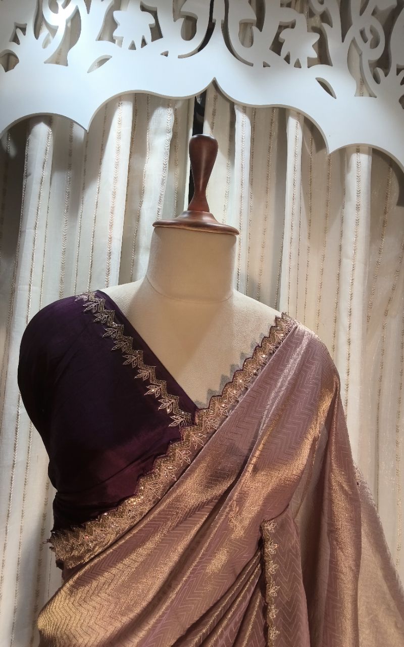 Designer Tissue Silk Saree With Hand Work view 9