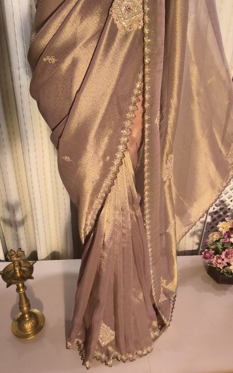 Designer Tissue Silk Saree With Hand Work view 8