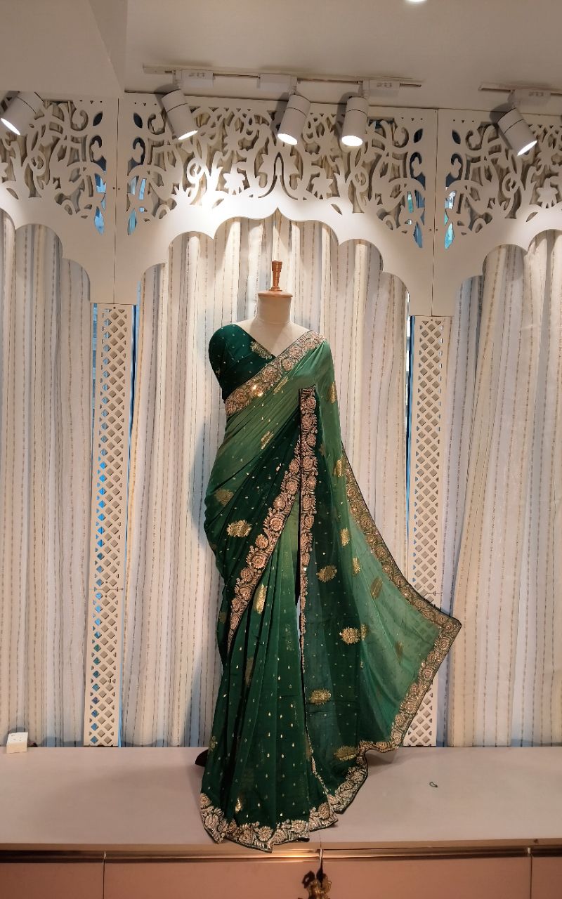 Banarasi Georgette  With Hand Work  Double Saree view 6