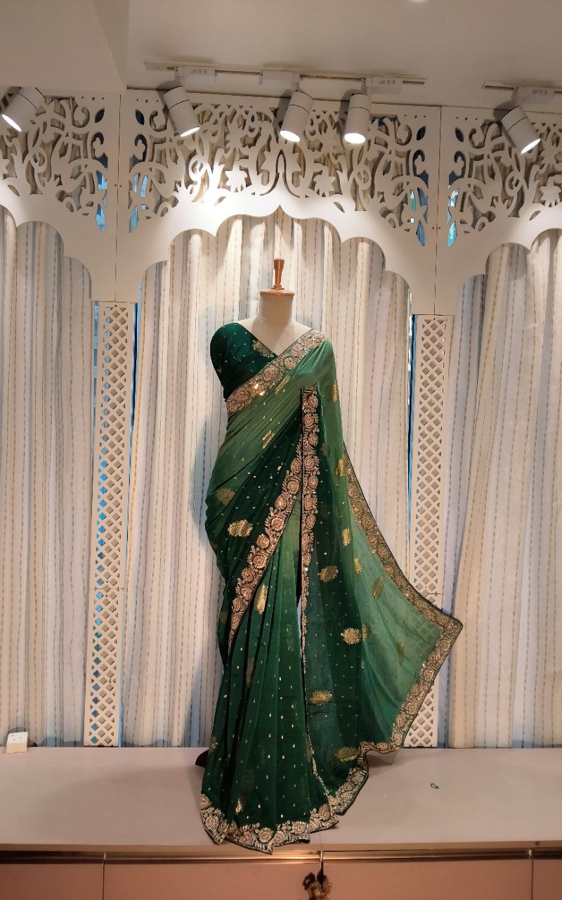 Banarasi Georgette  With Hand Work  Double Saree view 4