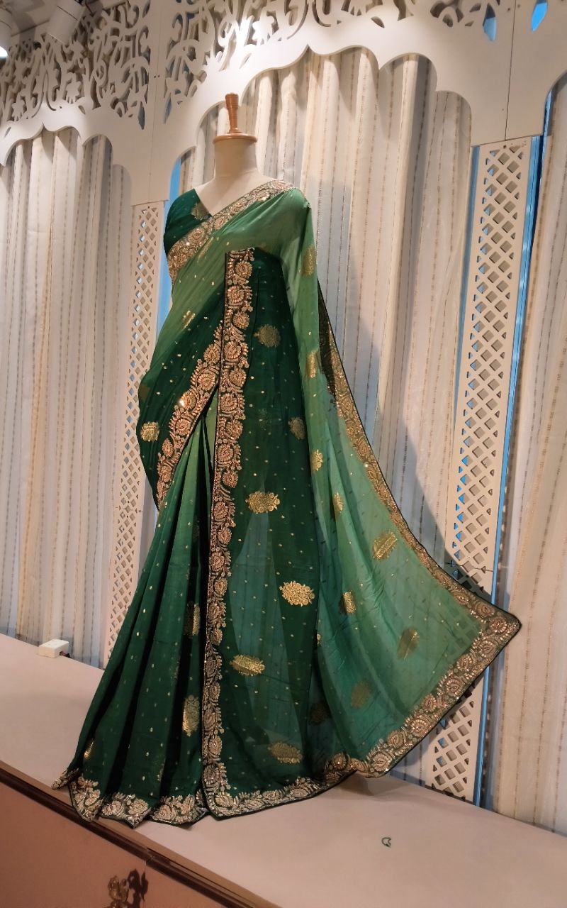 Banarasi Georgette  With Hand Work  Double Saree view 5