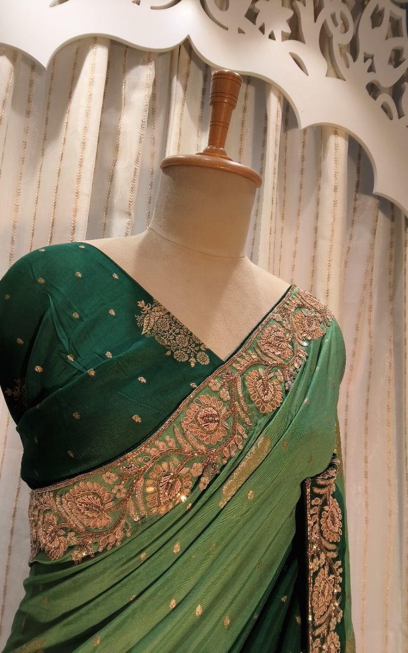 Banarasi Georgette  With Hand Work  Double Saree view 8