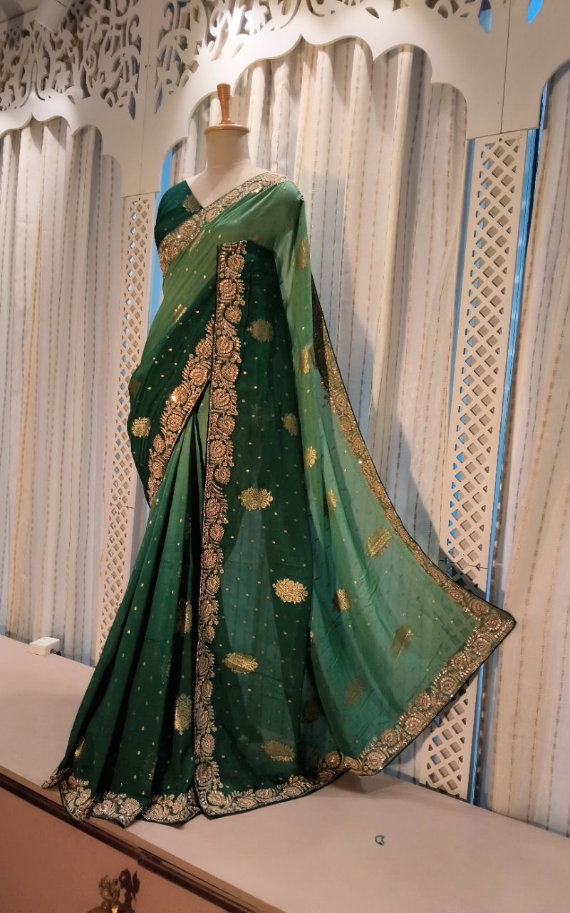 Banarasi Georgette  With Hand Work  Double Saree view 2