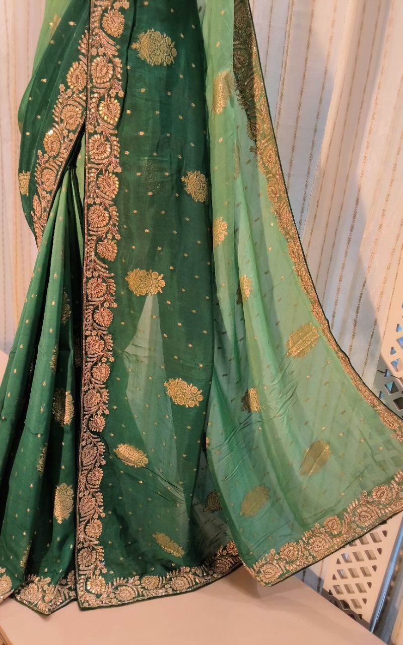 Banarasi Georgette  With Hand Work  Double Saree view 7