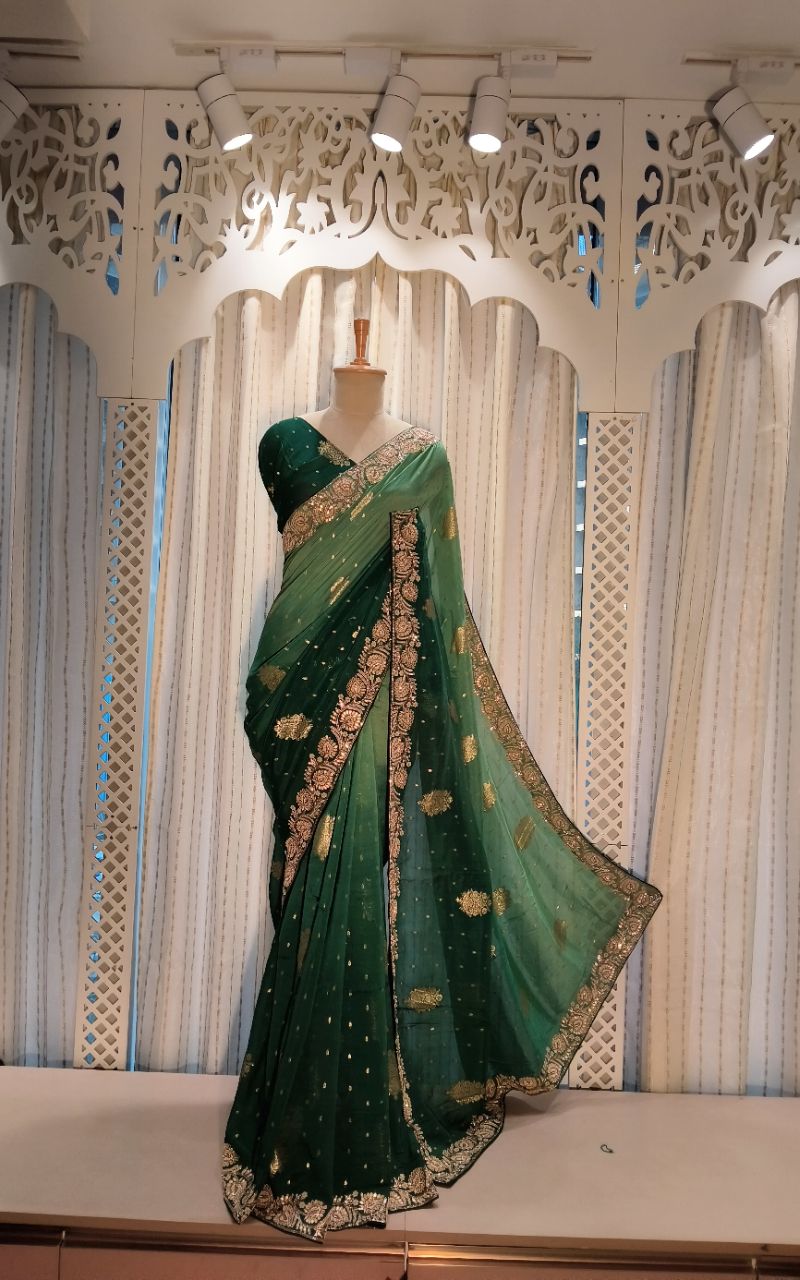 Banarasi Georgette  With Hand Work  Double Saree view 9
