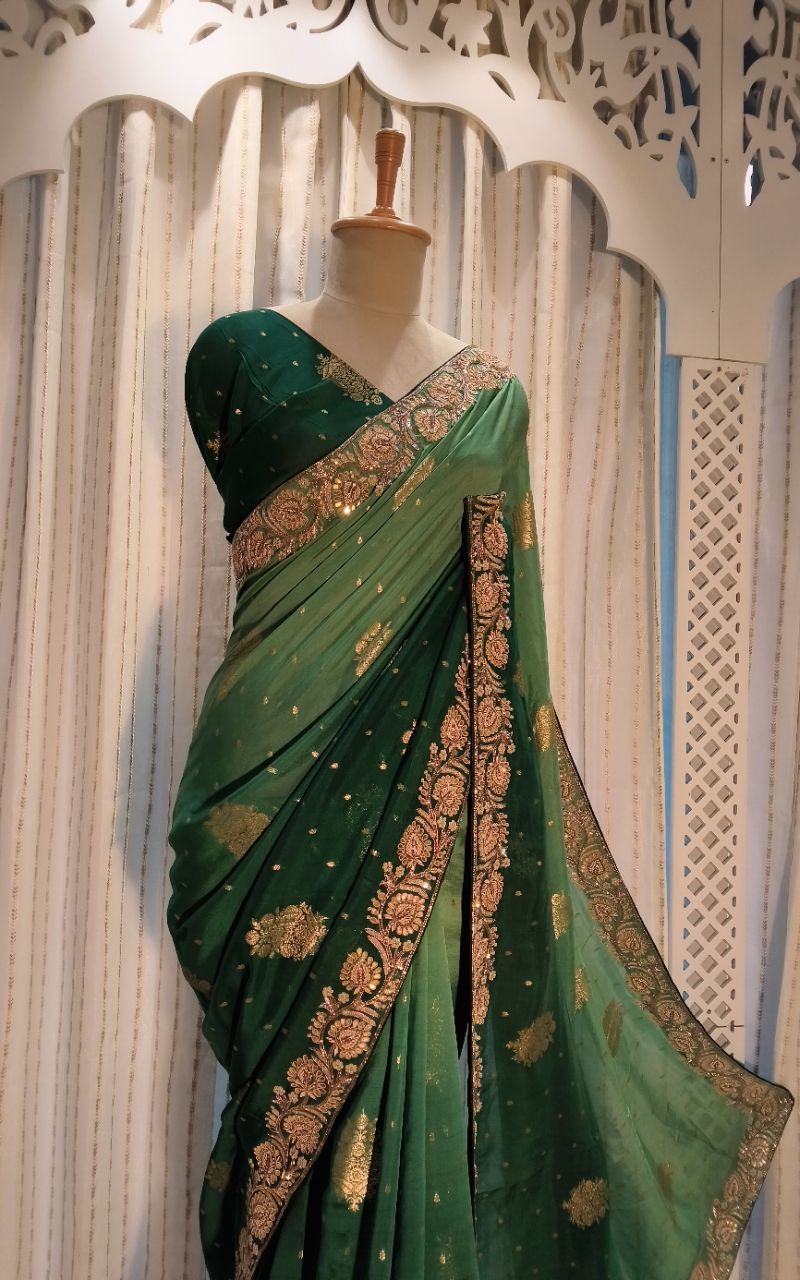 Banarasi Georgette  With Hand Work  Double Saree view 11