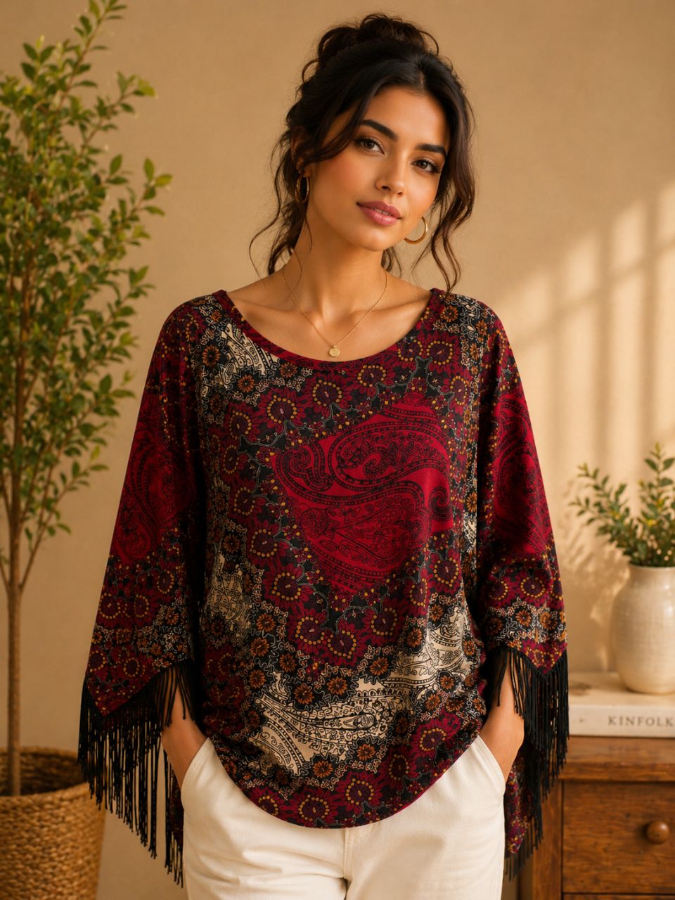Fringe Print Top view 2