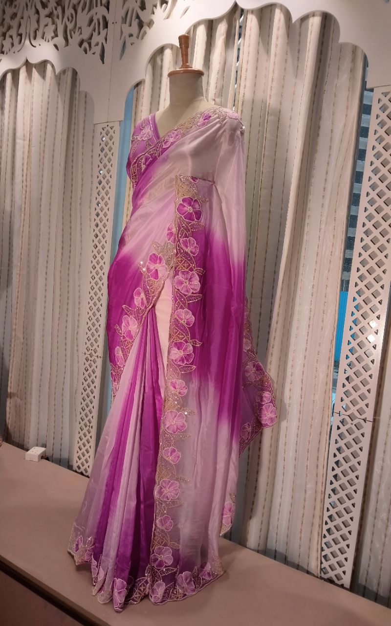 Creep Saree Epic Work With Hand Work view 4
