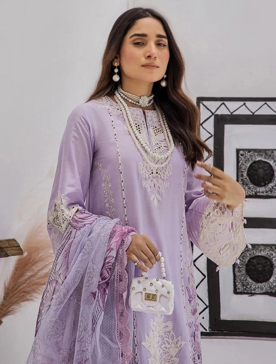 Azure Embroidered Lawn Stitch Suit Vintage Violet 03 – DF0015 view 3