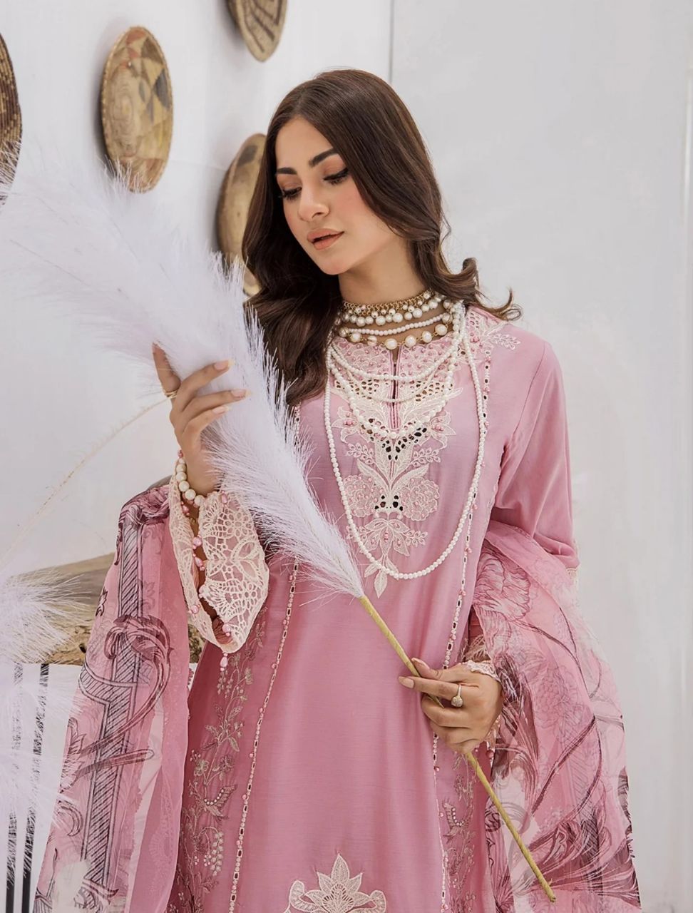 Azure Embroidered Lawn Stitch Suit Pink Petal 04 –  DF0015 view 5