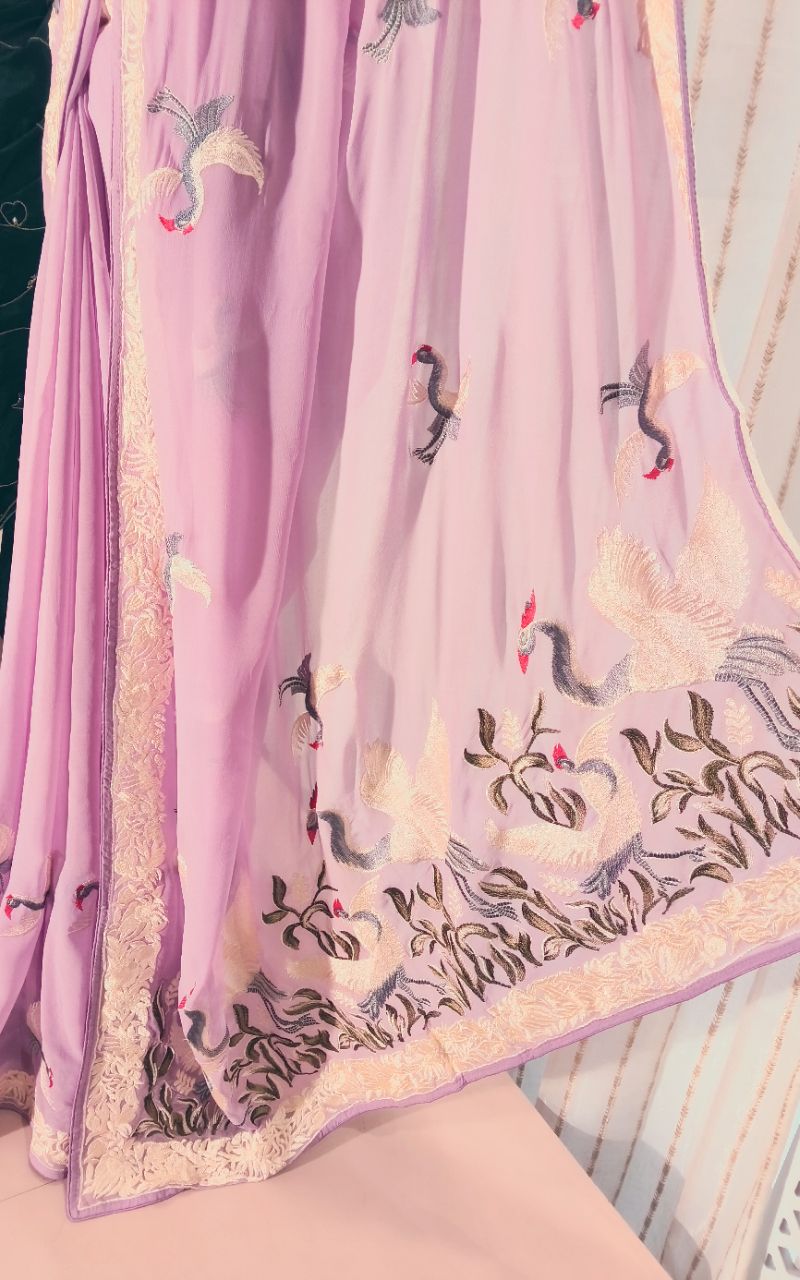 Parsi work pure georgette saree view 10