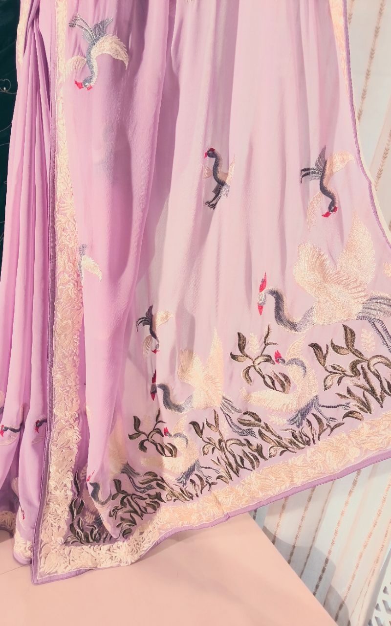 Parsi work pure georgette saree view 7