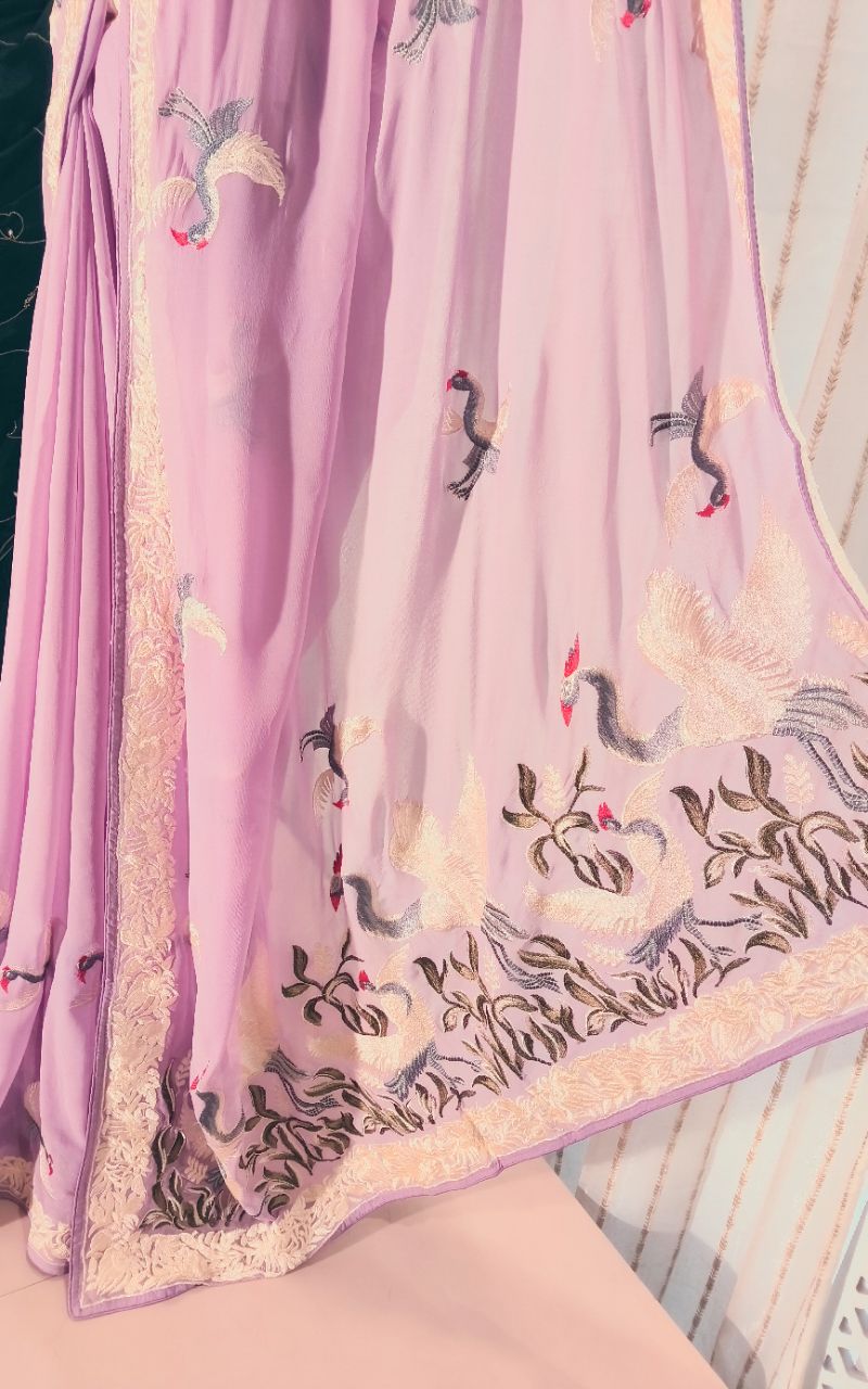 Parsi work pure georgette saree view 9