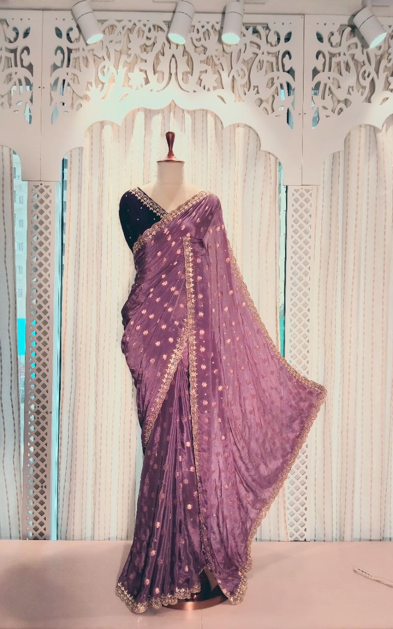 Russian silk banarasi butta hand gotta patti saree view 5