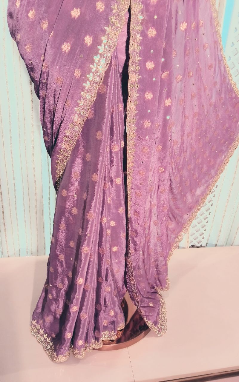 Russian silk banarasi butta hand gotta patti saree view 9