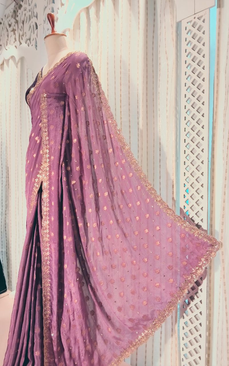 Russian silk banarasi butta hand gotta patti saree view 2
