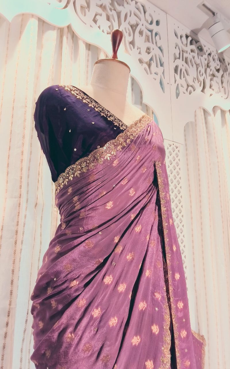 Russian silk banarasi butta hand gotta patti saree view 7