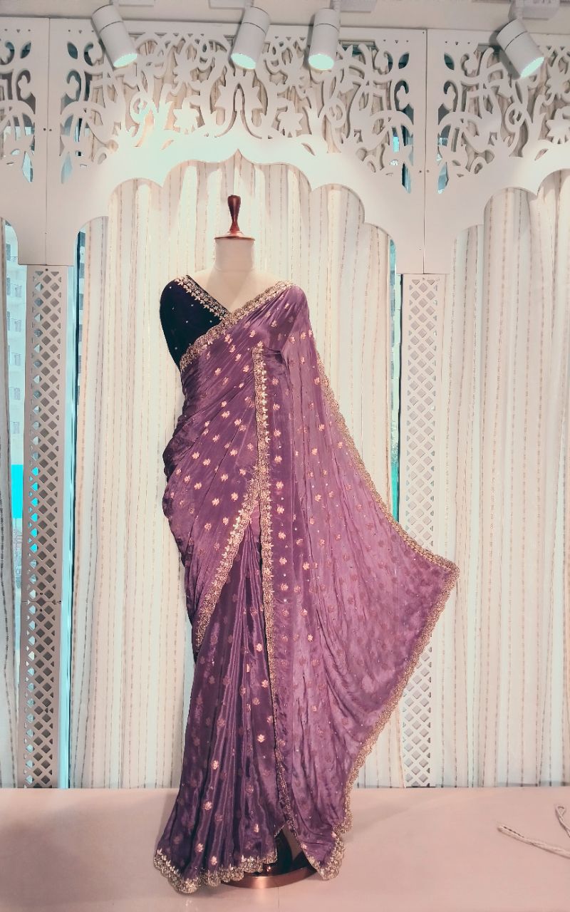 Russian silk banarasi butta hand gotta patti saree view 6