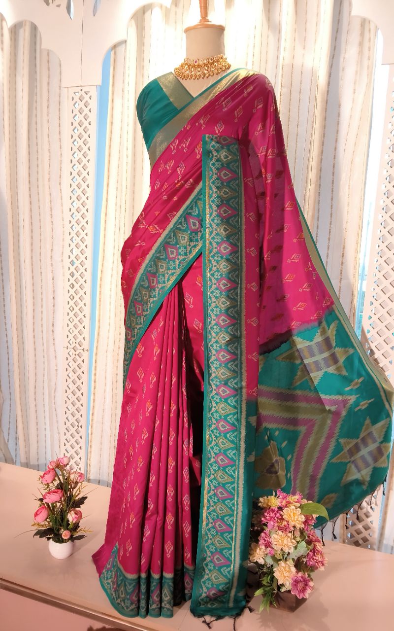 Semi silk patola weaving saree view 5