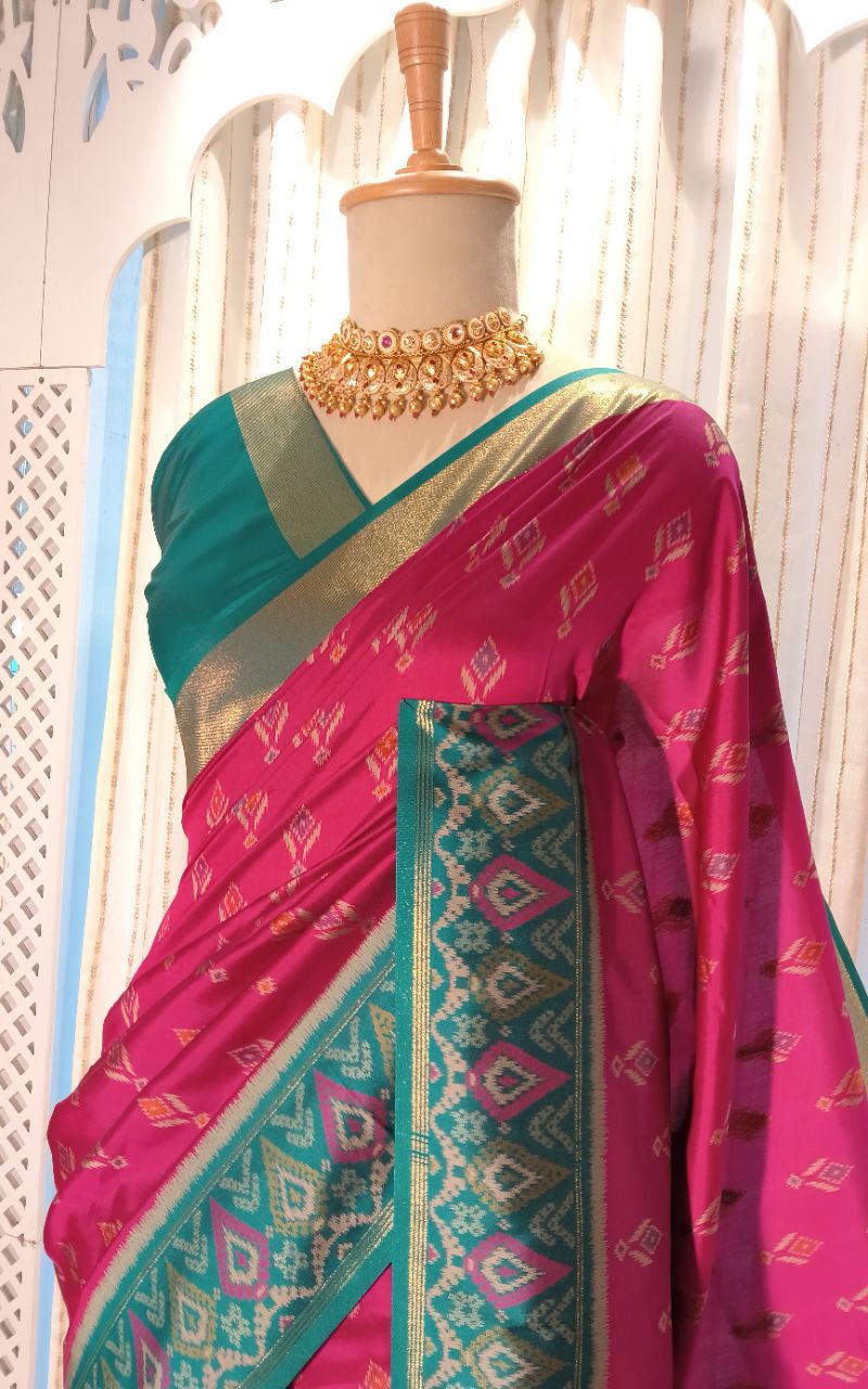 Semi silk patola weaving saree view 6