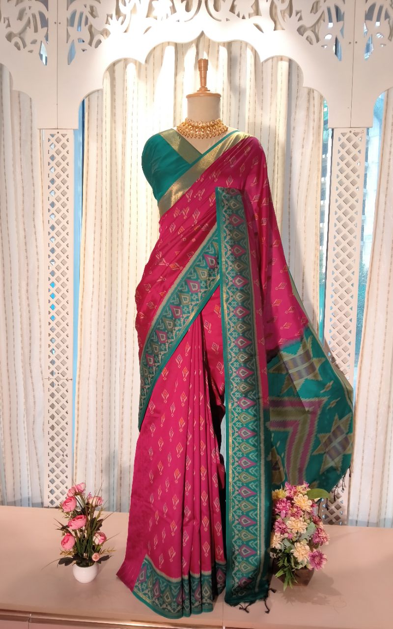 Semi silk patola weaving saree view 2