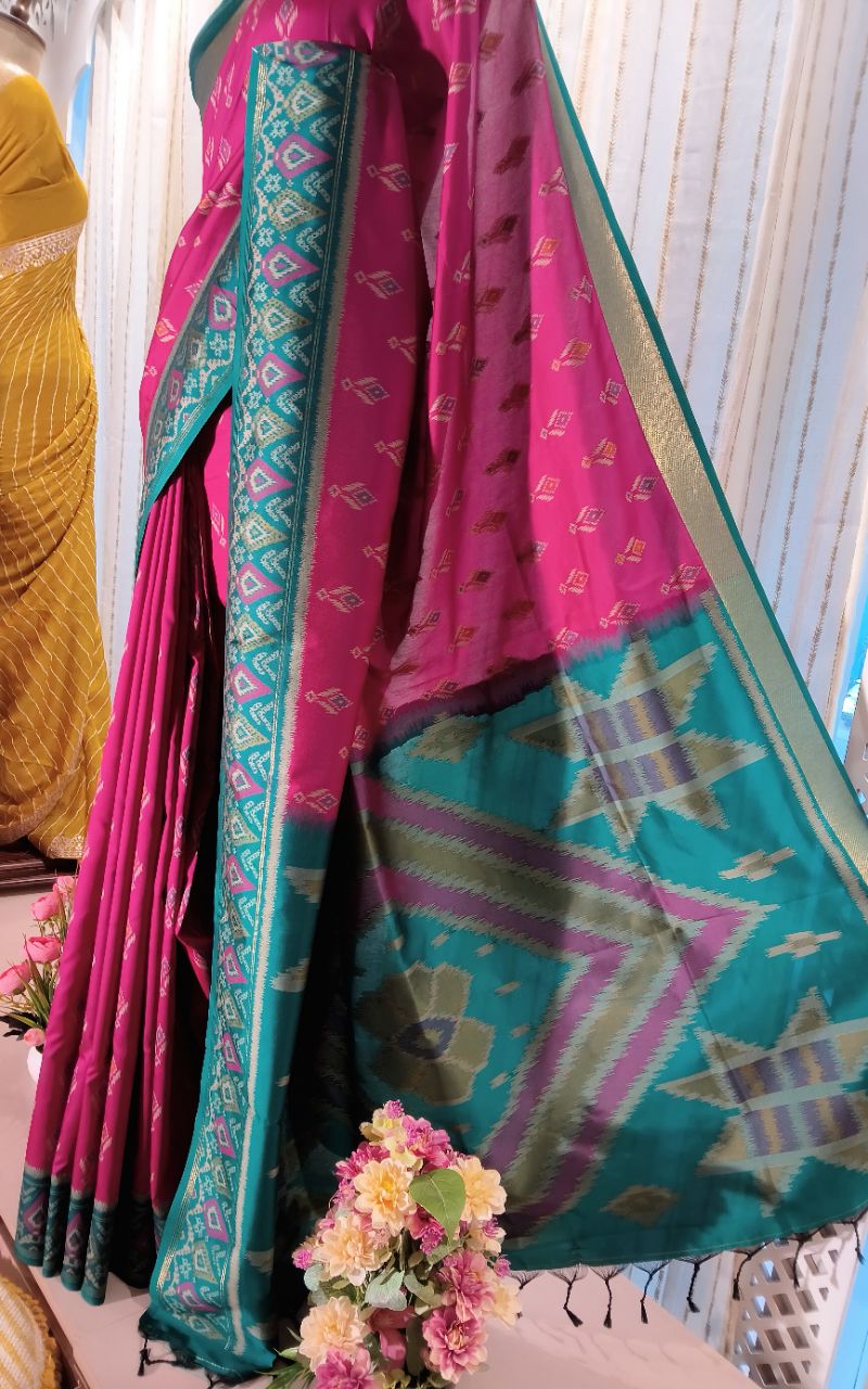 Semi silk patola weaving saree view 7