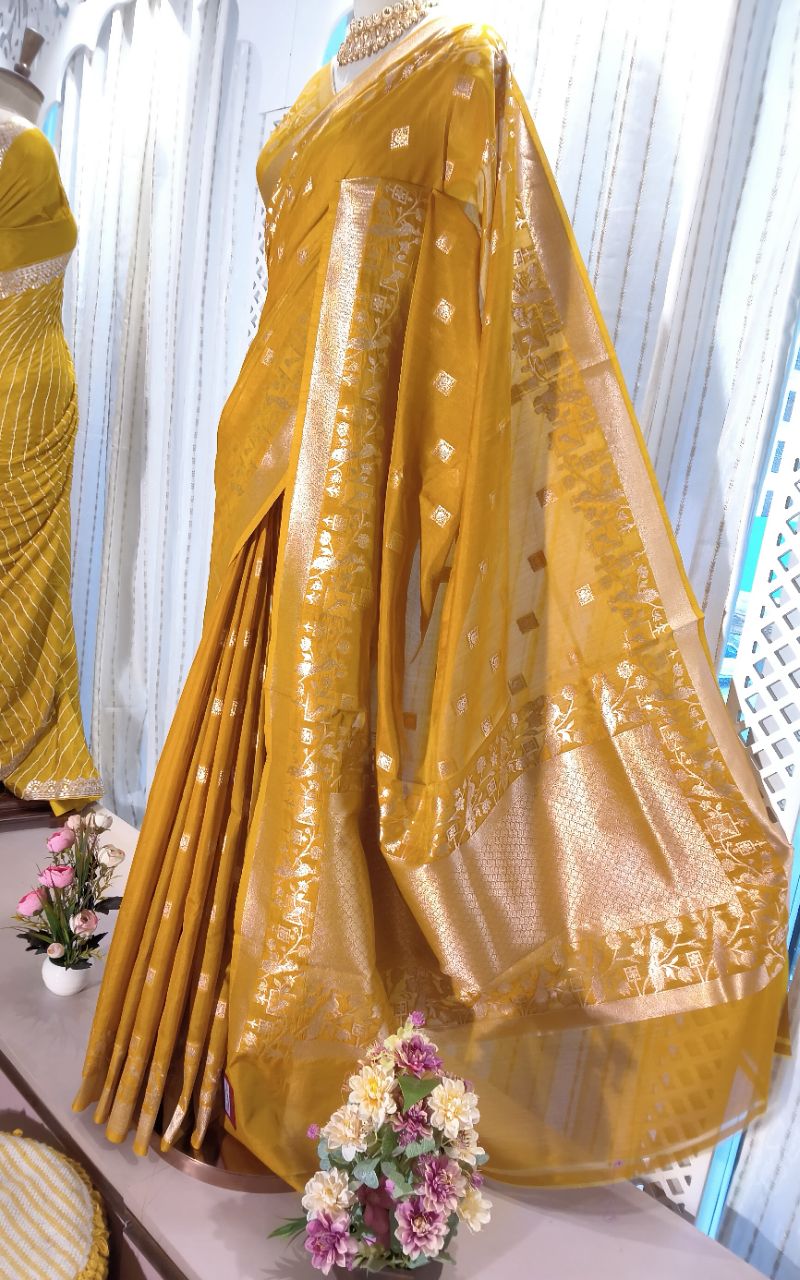 Banarasi art silk weaving saree view 2