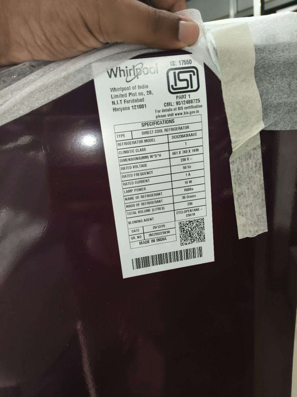 Whirlpool Refrigerator W. DC-260 3S 73750 view 4