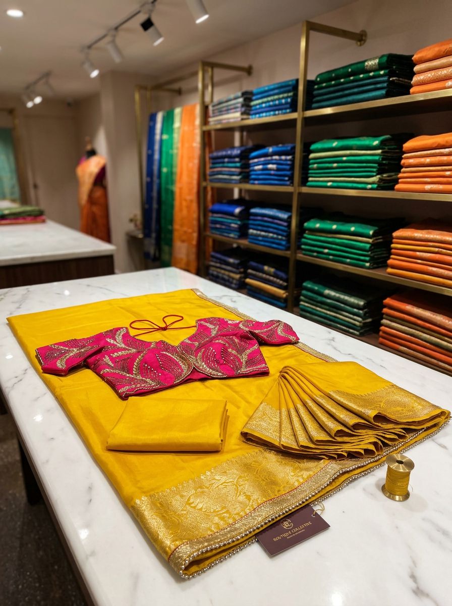 Badhani Silk Saree With Hand Work Blouse view 4