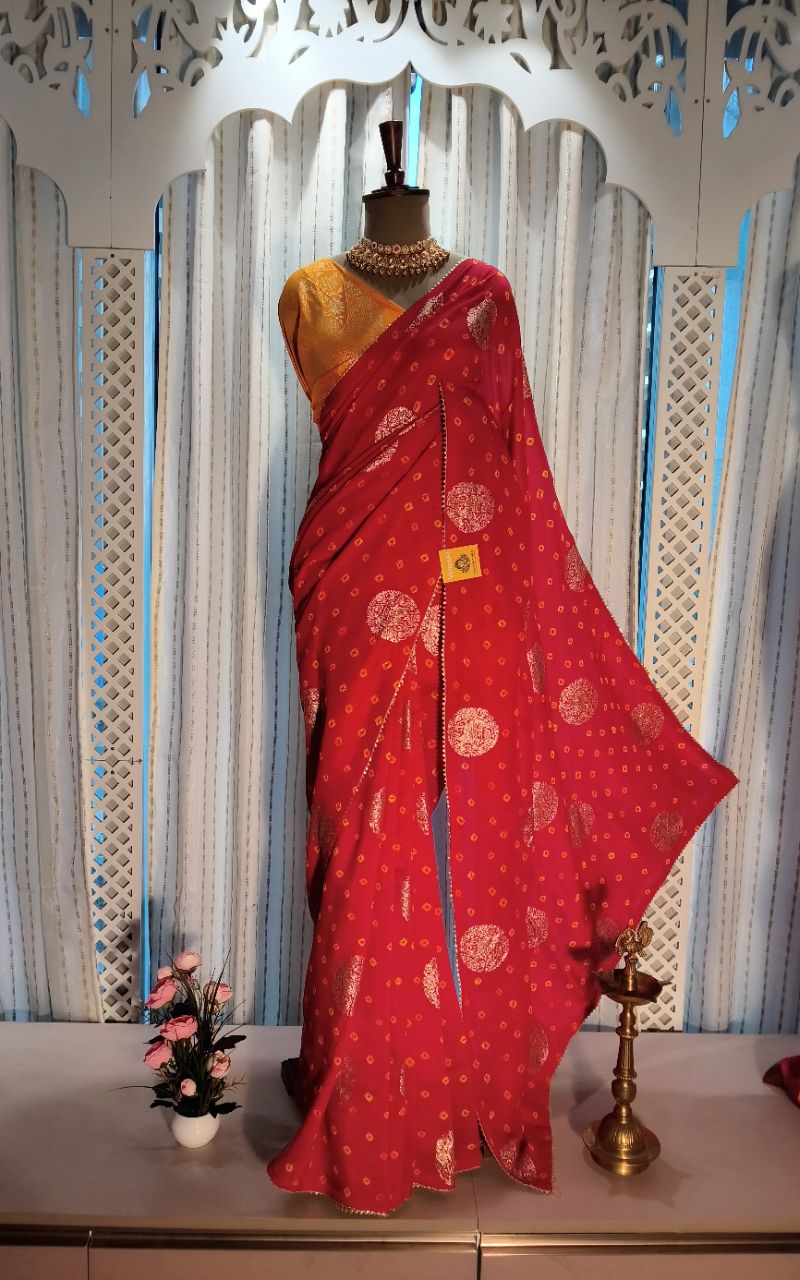 Designer dola silk with bandhani view 7