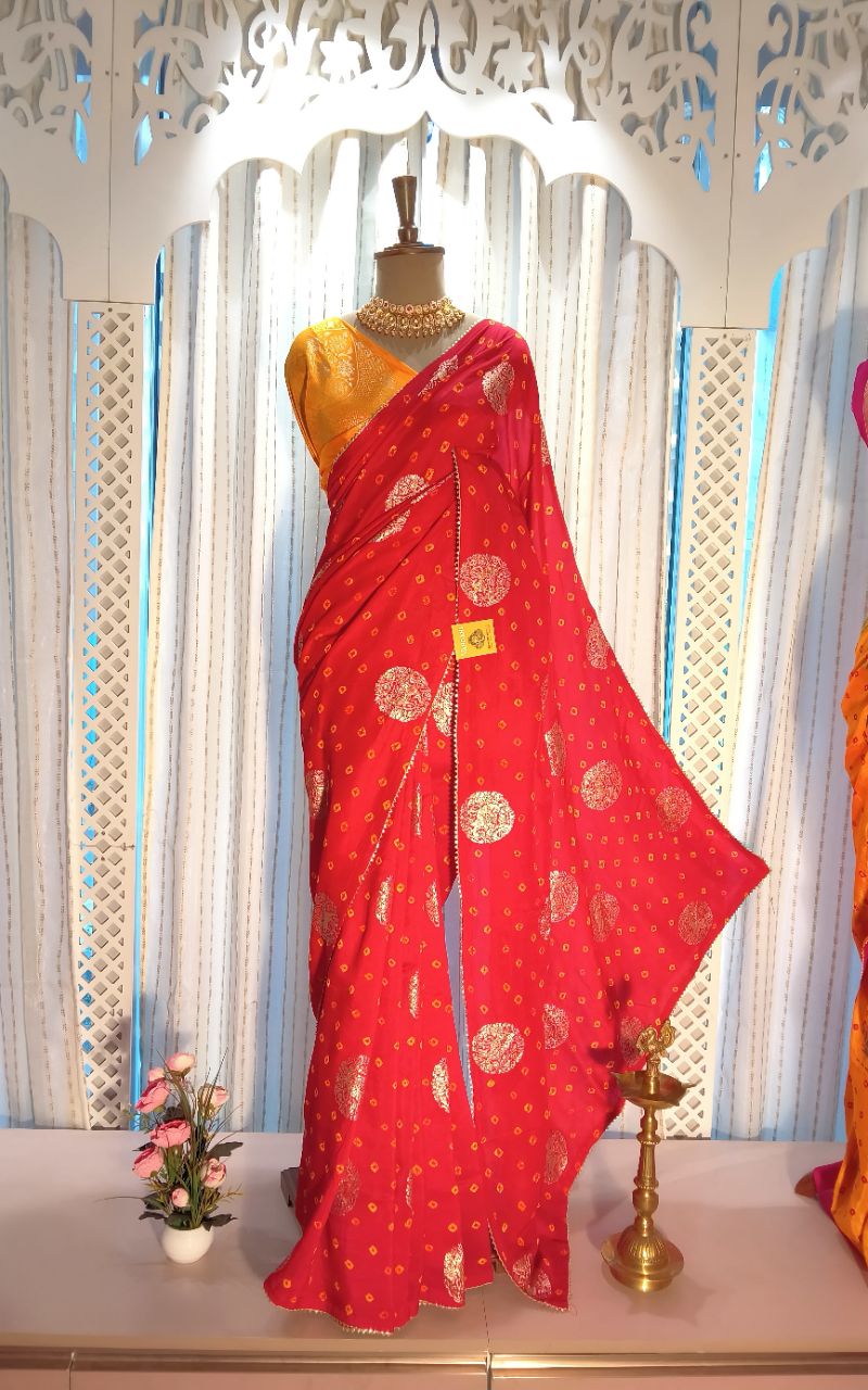 Designer dola silk with bandhani view 2