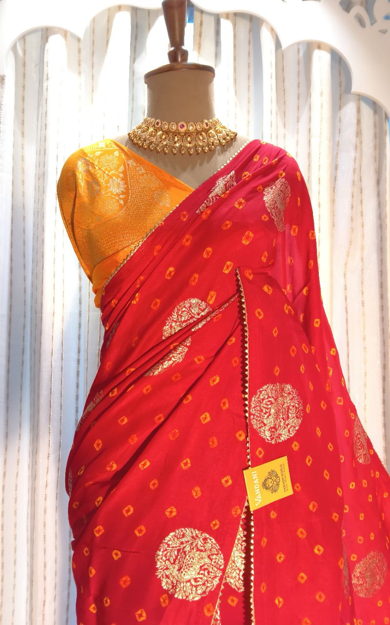 Designer dola silk with bandhani view 8