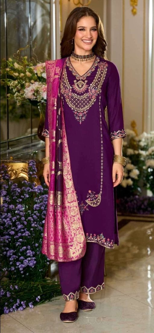 Embroidered Ready-made Collection, Silk Suit - 29202 HC002087 view 4