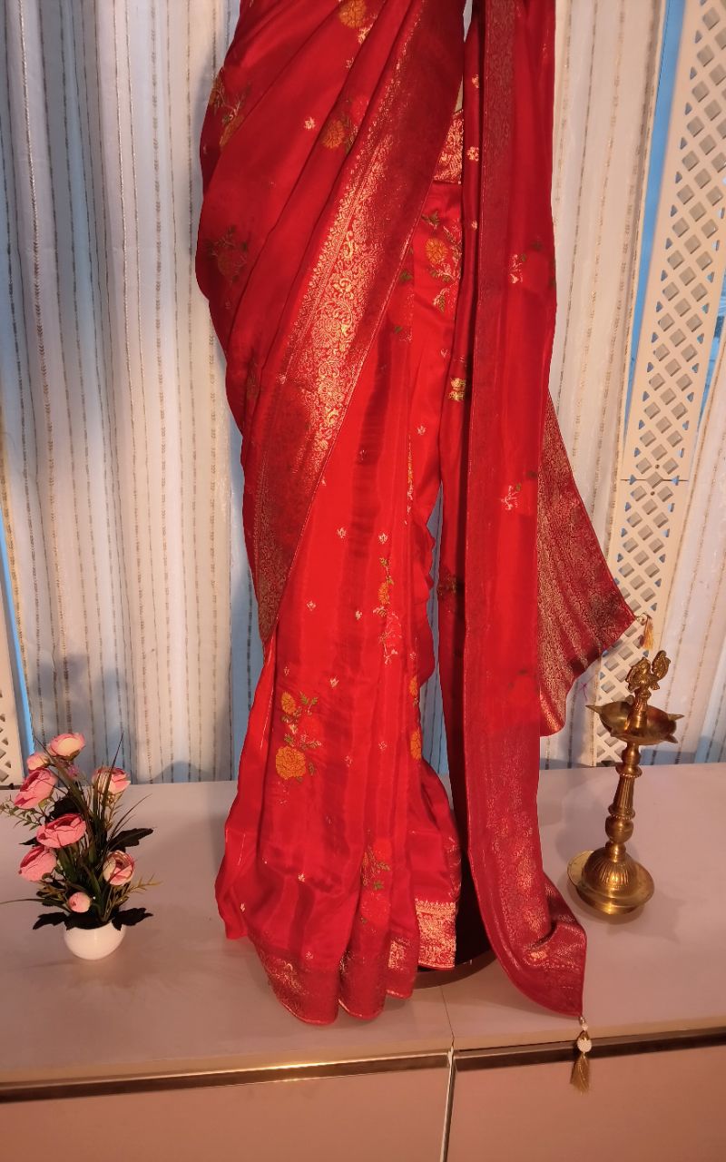 Designer Silk dola silk with bandhani view 9