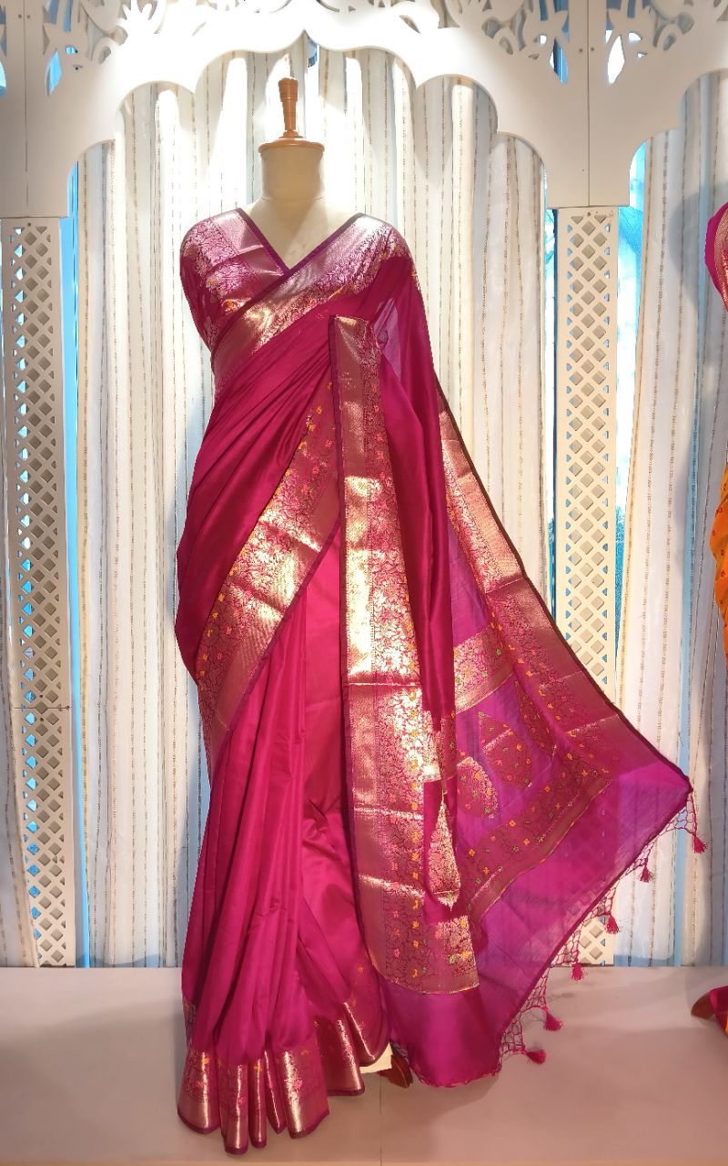 Bamarasi super net saree with border view 3