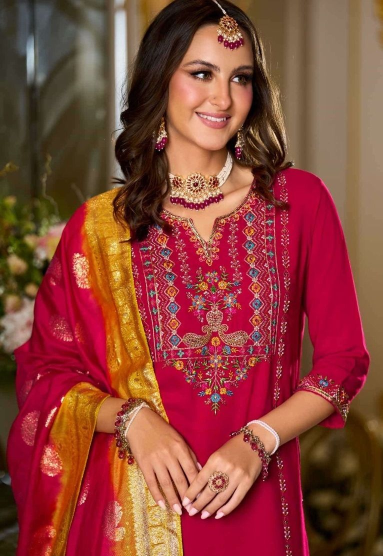 Embroidered Ready-made Collection, Silk Suit - 29203 / HC002087 view 3