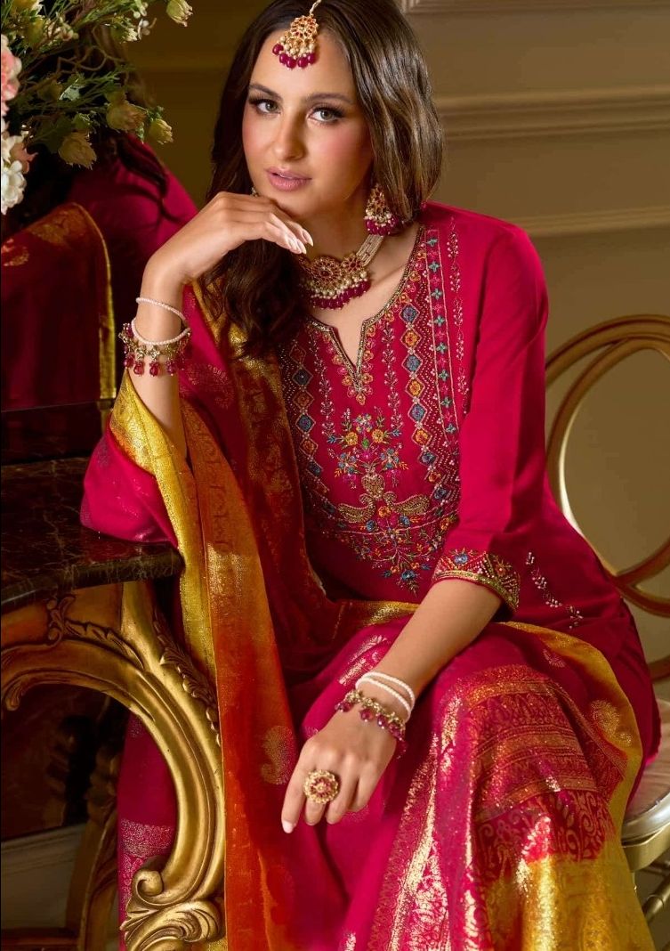 Embroidered Ready-made Collection, Silk Suit - 29203 / HC002087 view 4