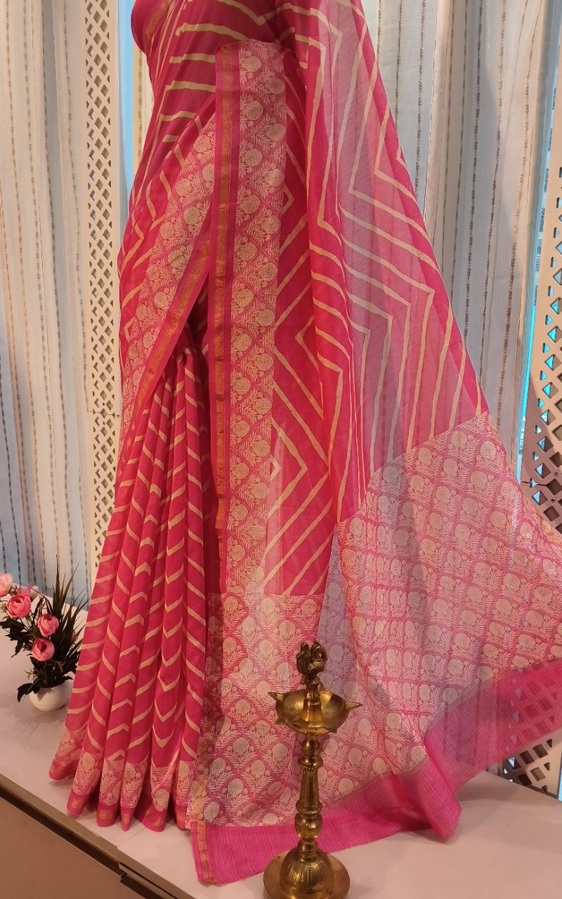 Chanderi silk lehariya digital print view 6