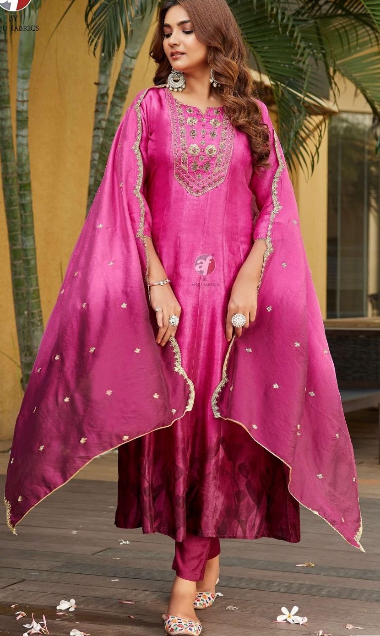 SILK DESIGNER FROCK WITH PANT & DUPATTA  SUIT - NZ 1565 / HC001967 view 2