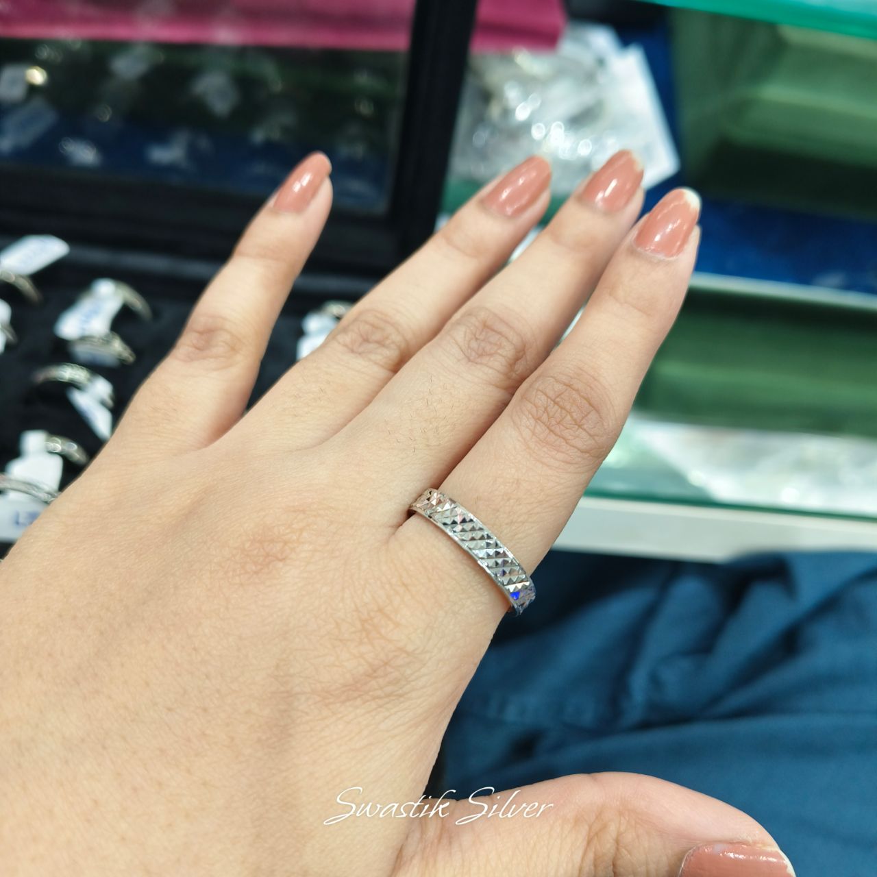 Hammered Silver Ring view 2